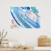 Blauwen 006 Abstract Waterverf getextureerd papier Poster (Keuken)