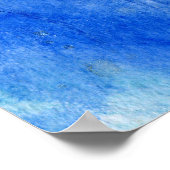 Blauwen 007 Abstract Waterverf getextureerd papier Poster (Hoek)