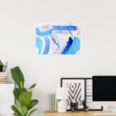 Blauwen 022 Abstract Waterverf getextureerd papier Poster (Thuiskantoor)