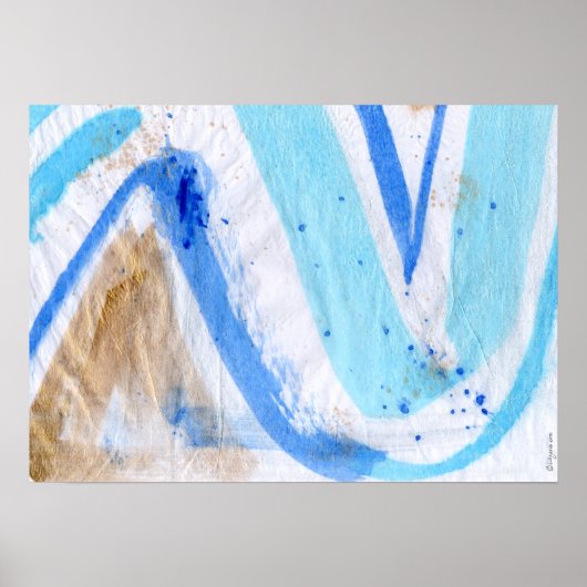 Blauwen 029 Abstract Waterverf getextureerd papier Poster (Voorkant)