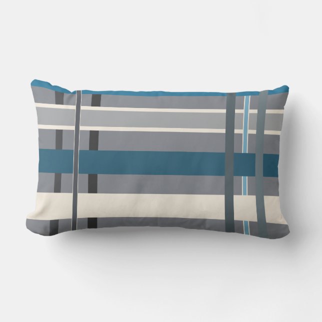 Blauwen en grijsstaven kussen (Voorkant)