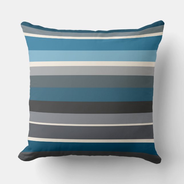 Blauwen en grijsstaven kussen (Voorkant)