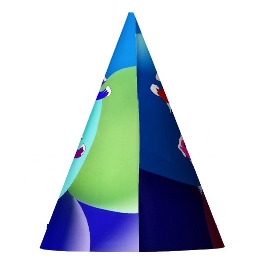 Blauwen en groene regenboog Happy Birthday Feesthoedjes (Achterkant)