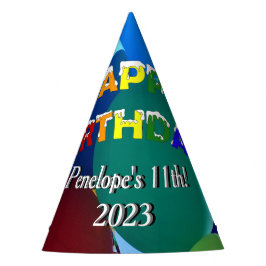 Blauwen en groene regenboog Happy Birthday Feesthoedjes