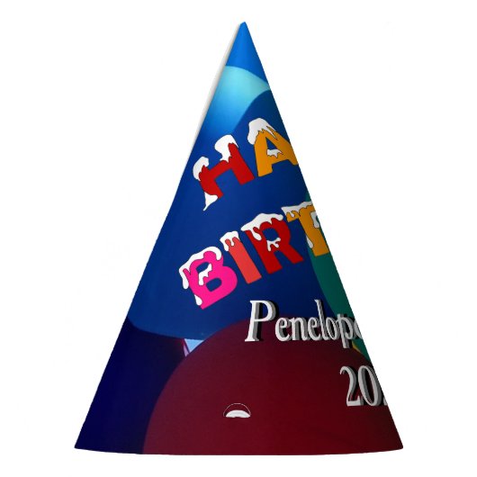 Blauwen en groene regenboog Happy Birthday Feesthoedjes (Links)