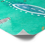 Blauwen en groenen, gemengde media originele kunst poster (Hoek)