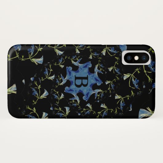 Blauwen en zwarte pagina fractale kunst Monogram Case-Mate iPhone Case (Achterkant (horizontaal))