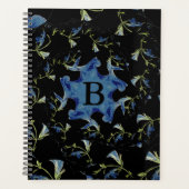 Blauwen en zwarte pagina fractale kunst Monogram Planner (Voorkant)
