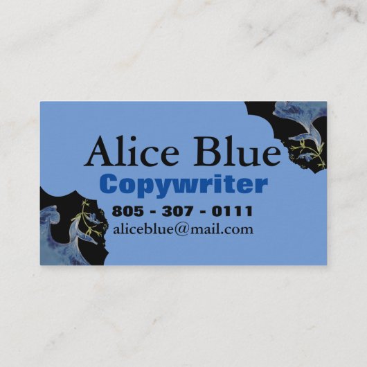 Blauwen en zwarte pagina fractale kunst Monogram Visitekaartje (Achterkant)