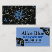 Blauwen en zwarte pagina fractale kunst Monogram Visitekaartje (Voorkant / Achterkant)