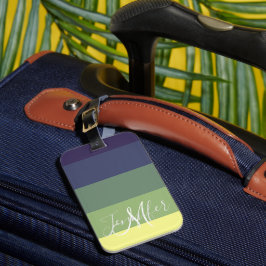 Blauwen + Groene kleurblokkeringsstreep Bagagelabel