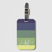 Blauwen + Groene kleurblokkeringsstreep Bagagelabel (Voorkant (verticaal))