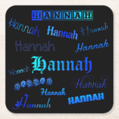 Blauwen op zwart - Hannah Kartonnen Onderzetters (Voorkant)