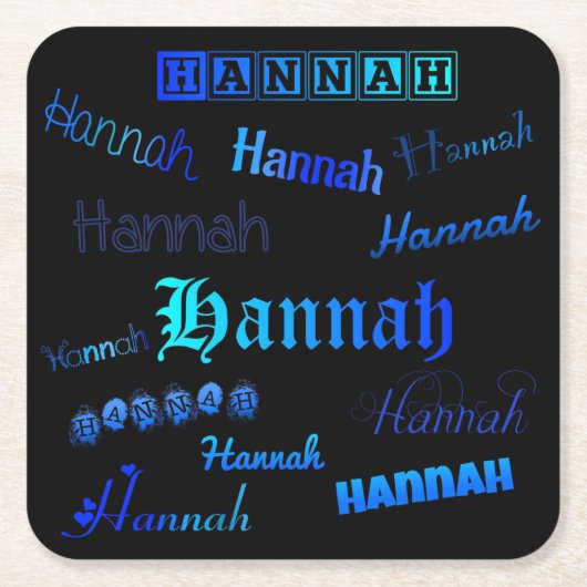 Blauwen op zwart - Hannah Kartonnen Onderzetters (Voorkant)