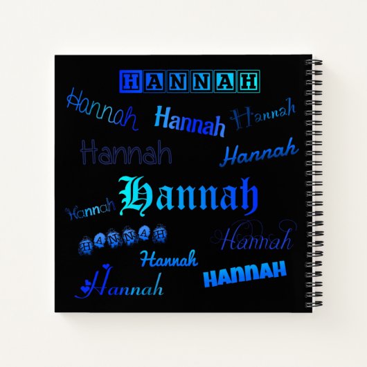 Blauwen op zwart - Hannah Notitieboek (Achterkant)