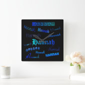 Blauwen op zwart - Hannah Vierkante Klok (Huis)