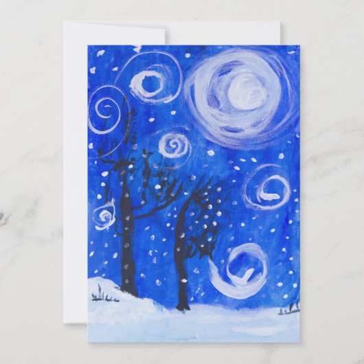 blauwerige sneeuwstorm feestdagenkaart (Voorkant)