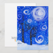 blauwerige sneeuwstorm feestdagenkaart (Voorkant / Achterkant)