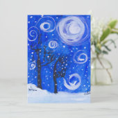 blauwerige sneeuwstorm feestdagenkaart (Staand voorkant)