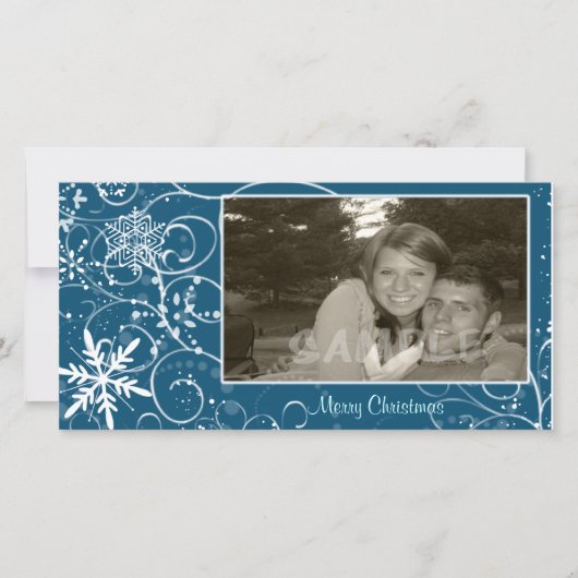 blauwerige winter feestdagenkaart (Voorkant)