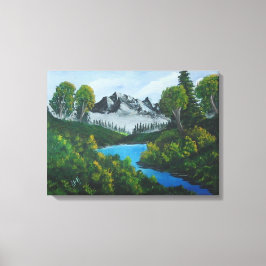 Blauwgebergte bos Landschap Canvas Afdruk