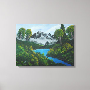 Blauwgebergte bos Landschap Canvas Afdruk