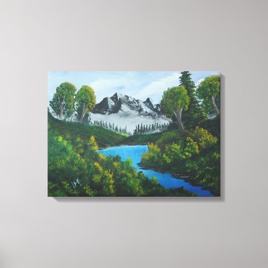 Blauwgebergte bos Landschap Canvas Afdruk (Voorkant)