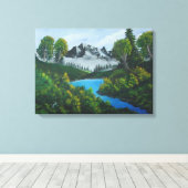 Blauwgebergte bos Landschap Canvas Afdruk (Insitu (Houten vloer))