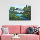 Blauwgebergte bos Landschap Canvas Afdruk (Insitu (Woonkamer))