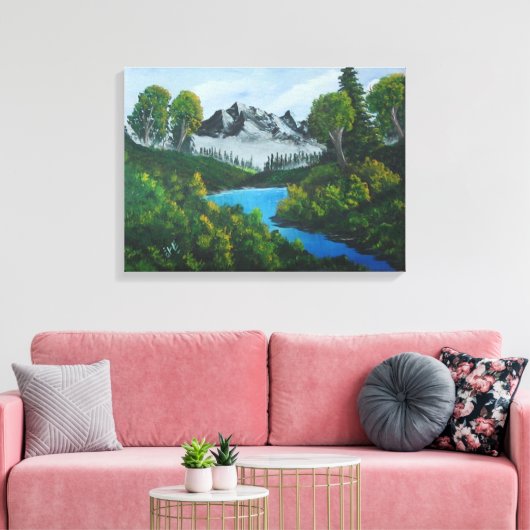 Blauwgebergte bos Landschap Canvas Afdruk (Insitu (Woonkamer))