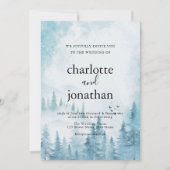 Blauwgebergte Rustic Waterverf Wedding Kaart (Voorkant)