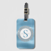 Blauwgeborsteld metaal met reservediamanten bagagelabel (Voorkant (verticaal))
