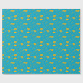 Blauwgeel Afstuderen Hand getekend krabbelpatroon Cadeaupapier (Vlak)