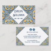 Blauwgeel mediterraan tegels visitekaartje (Voorkant / Achterkant)