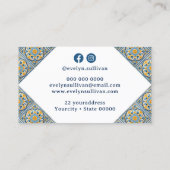 Blauwgeel mediterraan tegels visitekaartje (Achterkant)