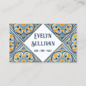 Blauwgeel mediterraan tegels visitekaartje (Voorkant)