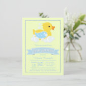 Blauwgeel Schattige Rubber Duck Baby shower Kaart (Staand voorkant)