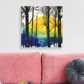 Blauwgeel Sunset Forest Waterverf kunst Canvas Afdruk (Insitu (Woonkamer))