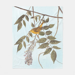 Blauwgeige geelzuchtige vogel op Wisteria Fleece Deken