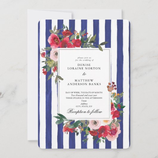 Blauwgekleurde Trouw Uitnodiging (Voorkant)