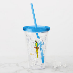 Blauwgele cartoon acryl drinkbeker