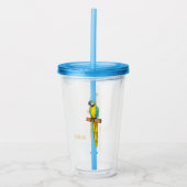 Blauwgele cartoon acryl drinkbeker (Voorkant)