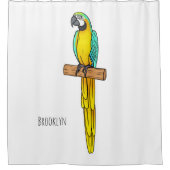 Blauwgele cartoon douchegordijn (Voorkant)