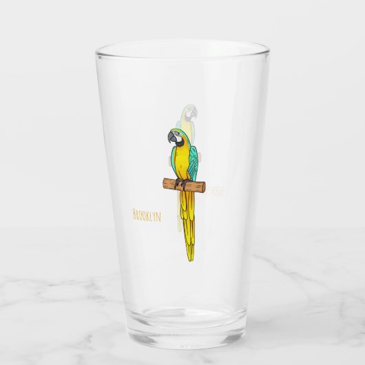 Blauwgele cartoon glas (Achterkant)