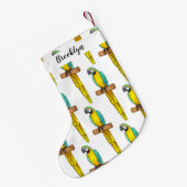 Blauwgele cartoon kleine kerstsok (Achterkant (Hangend))