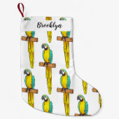 Blauwgele cartoon kleine kerstsok (Voorkant)