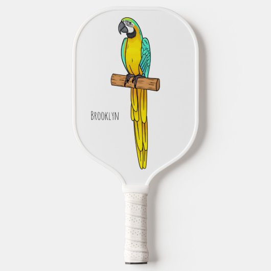 Blauwgele cartoon pickleball paddle (Voorkant)