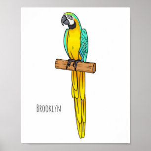 Blauwgele cartoon poster