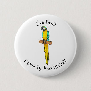 Blauwgele cartoon ronde button 5,7 cm