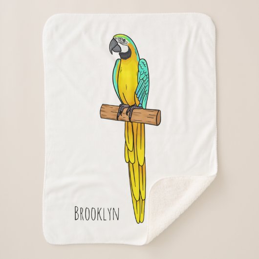 Blauwgele cartoon sherpa deken (Voorkant)